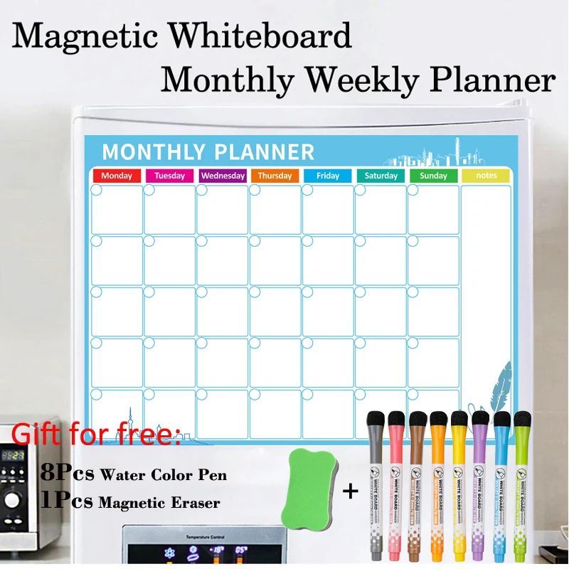 

A3 Size Weekly Monthly Planner Dry Erase Magnet Whiteboard Home School Magnetic Calendar Board Fridge Sticker Message Board