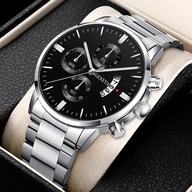 

2021 Fashion Hot Style Trend Men's Stainless Steel Luxury Watch Calendar Quartz Watch Professional Casual Watch Men