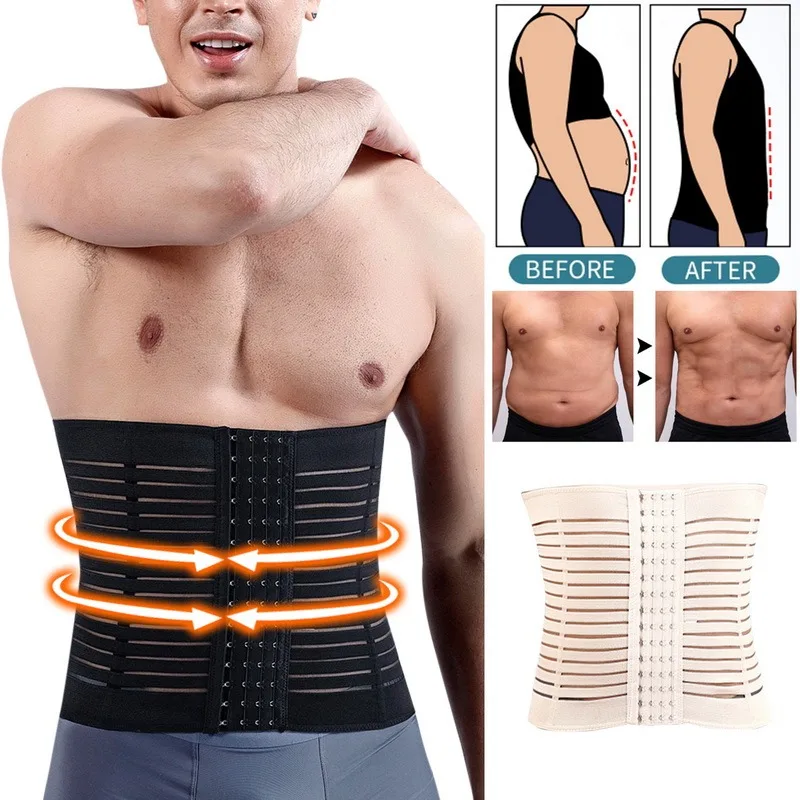 

Mens Abdomen Reducer Sauna Body Shaper Fitness Sweat Trimmer Belt Waist Trainer Belly Slimming Shapewear Waist Trainer Corset We