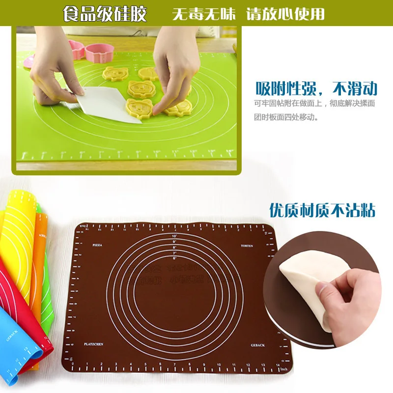 

Hot Sales 30*40 with Measuring Silica Gel Dough Coaster Kitchen Bakery Silica Gel Pad High Temperature kao xiang dian Breadboard