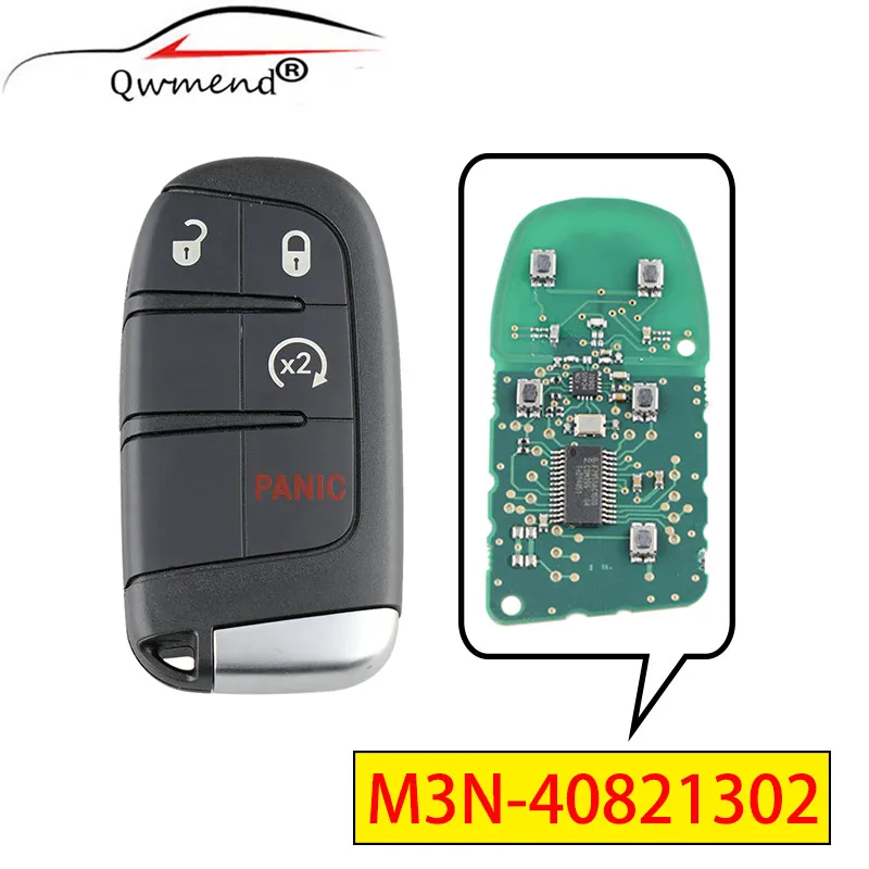 

QWMEND M3N-40821302 4 Buttons Remote Smart Car Key for Chrysler Dodge Charger Journey Challenger Durango 300 433Mhz