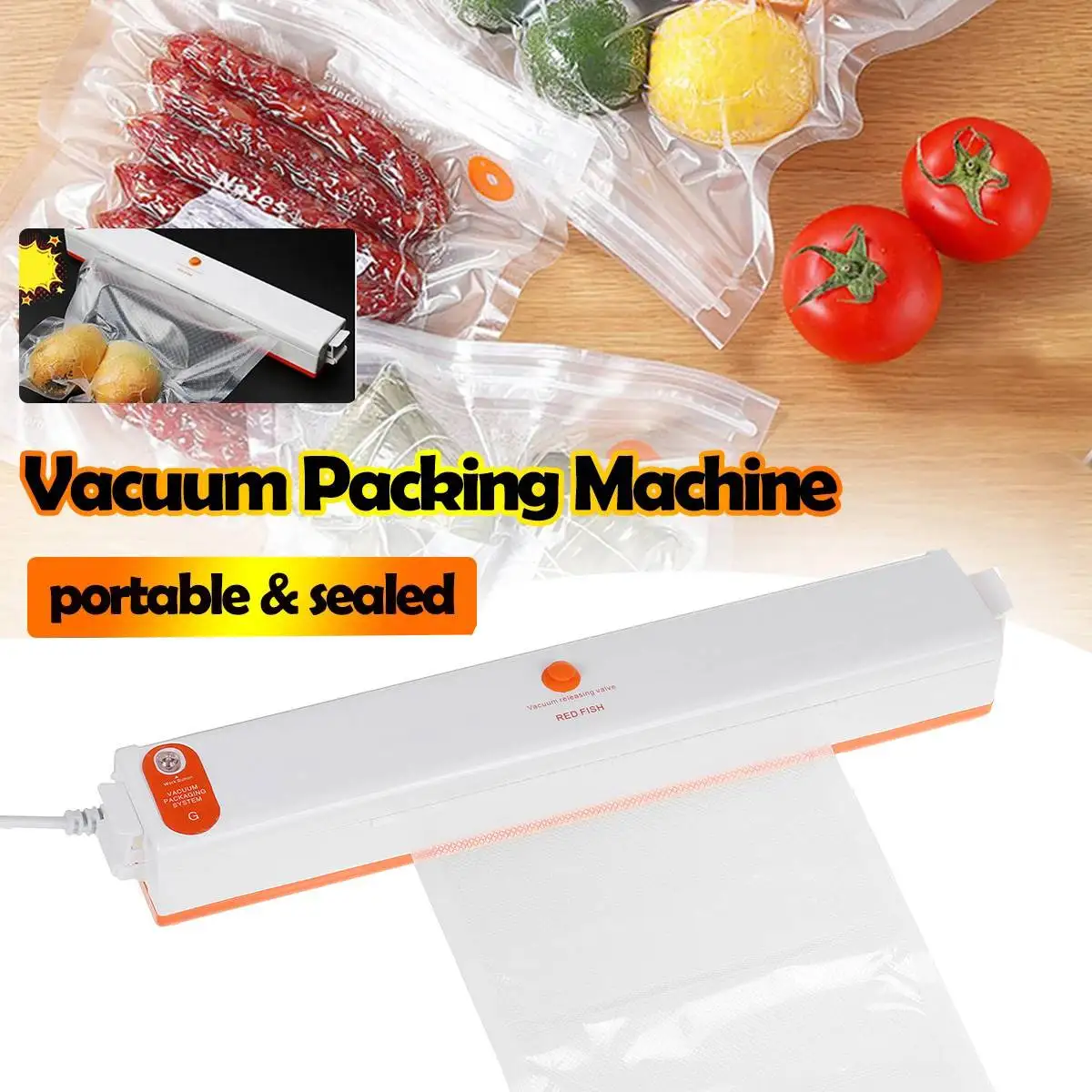 

becornce Household Food Vacuum Sealing Packaging Machine Sealer Vacuum Packer Keep Food Fresh Vacuum Food Sealer Kitchen Tool