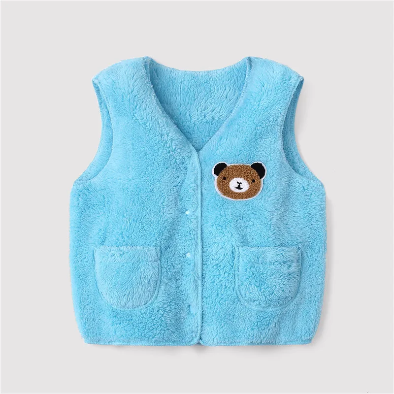 Winter Children Fake Fur Vest Baby Girls Bear Waistcoat Kids Cotton Flannel Jacket Toddler Boys Warm Clothes sleeveless Outwear | Мать и