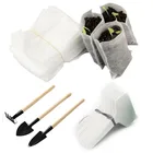 Мини-лопата, грабли, лопатка, деревянная ручка, искусственные пакеты для выращивания семян, наборы, садовые инструменты, подъем почвы