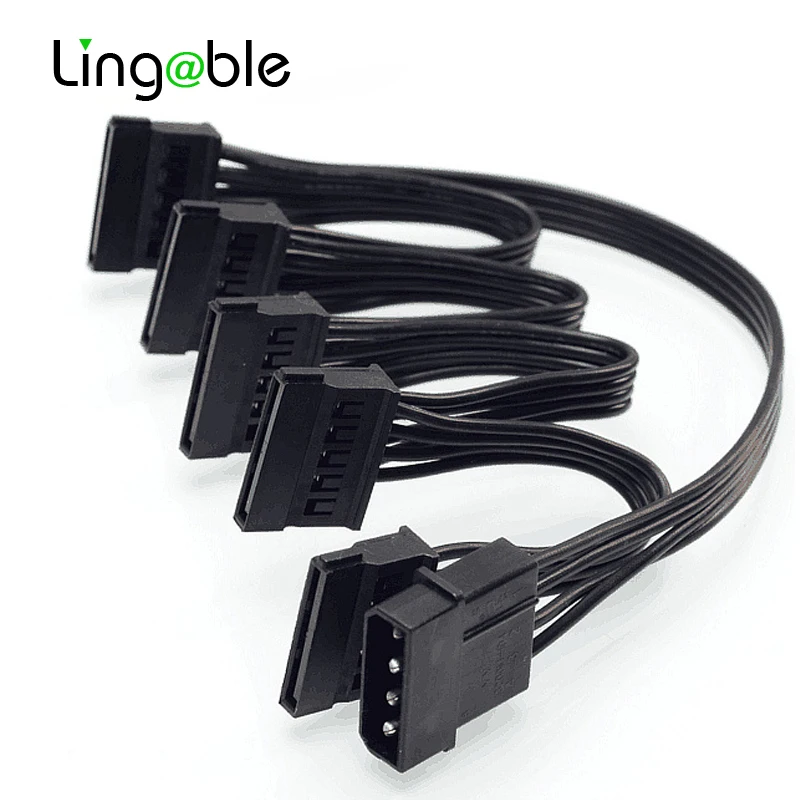 Кабель питания Molex 4pin IDE от 1 до 5 SATA 15Pin разветвитель для раздельного ПК DIY 18AWG 4