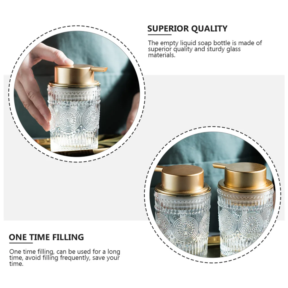 

1 Set Empty Glass Hand Sanitizer Bottle Hotel Homestay Shampoo Press Bottle