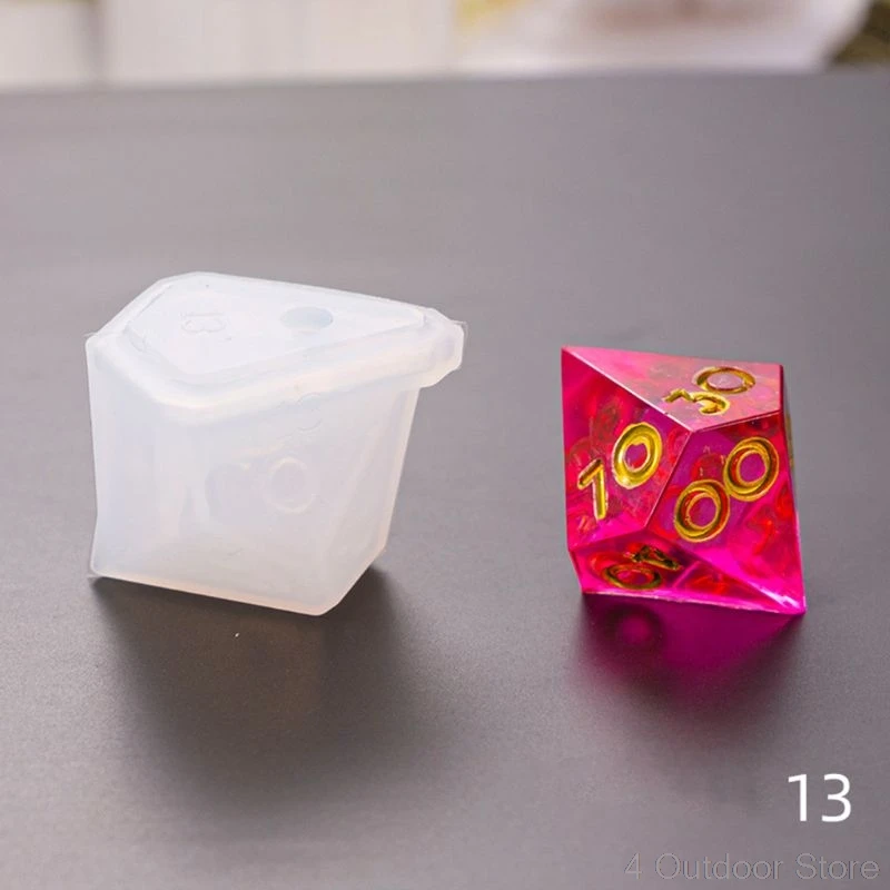 DIY Crystal Epoxy Mold Dice Fillet Shape Multi-spec Digital Game High Mirror dice mold silicone Mould Making O01 20 Dropshipping | Спорт и