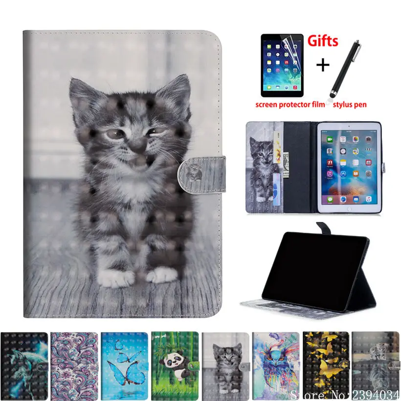 Чехол для iPad 10 2 2019 чехол 7 го поколения флип с 3D рисунком животных и подставкой +