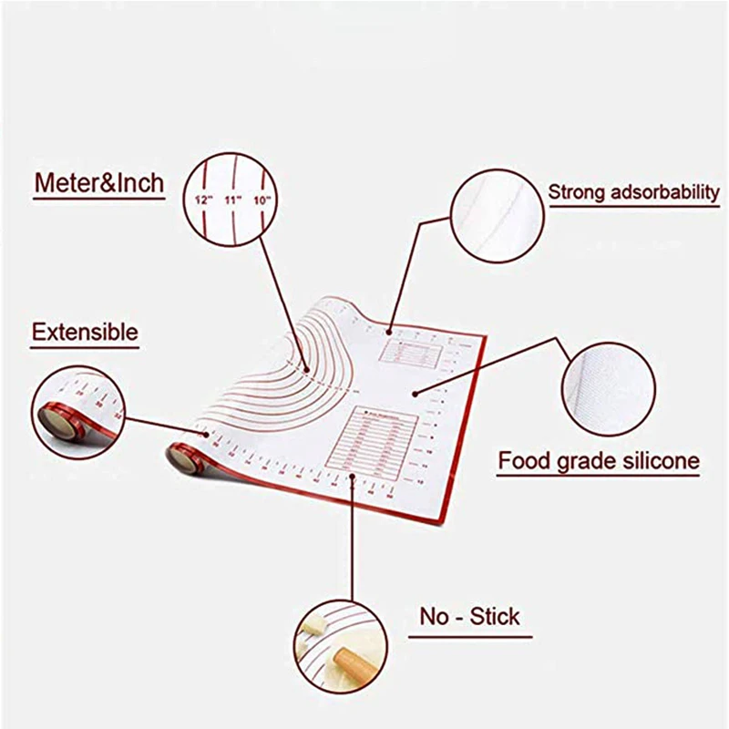 

60*40CM Non-Stick Silicone Baking Mat Pad Baking Sheet Glass Fiber Rolling Dough Mat Cookie Macaron Baking Mat Pastry Tools 15