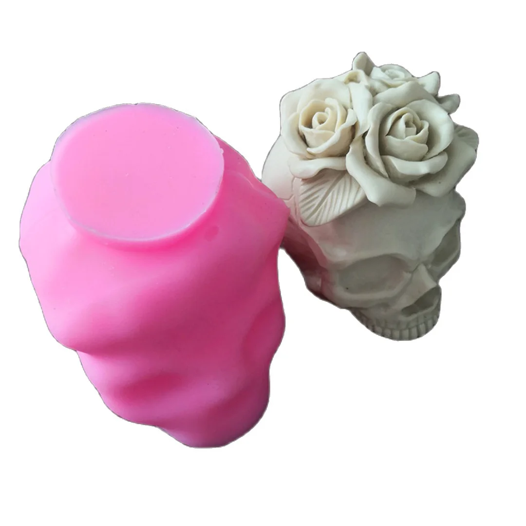 

3-Sided Skull Rose Silicone Mold Diy To Produce Resin Concrete Model, Kitchen Tool For Making Iced Chocolate Cake M173