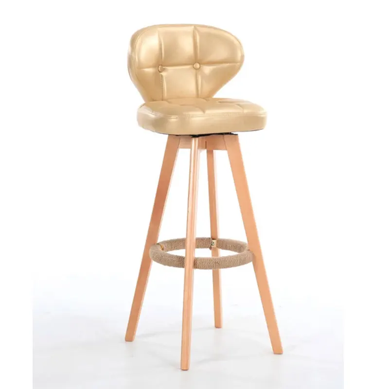 Скандинавский Ретро вращающийся барный стул из твердой древесины высокий бар