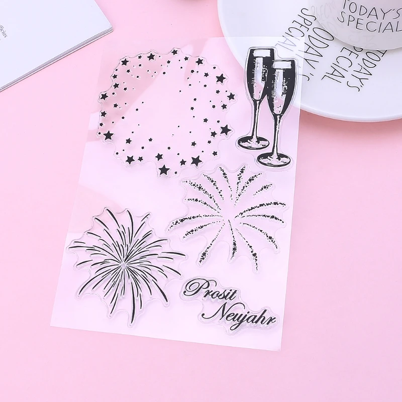 Фейерверк DIY силиконовый прозрачный штамп цепляться уплотнение тиснение для