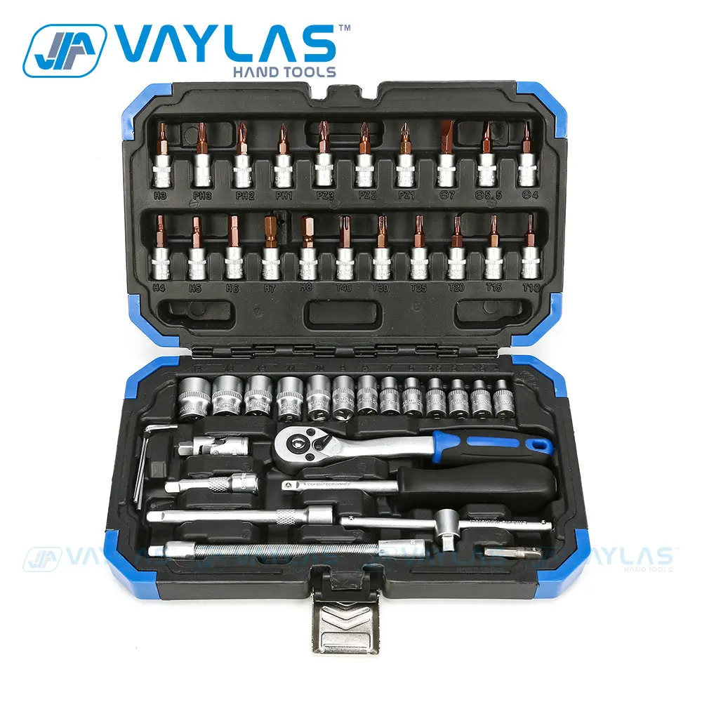 

46Pcs 1/4" Drive Socket Screwdriver Bit Ratchet Socket Wrench Tools Set Household Universal Sockets Set with Blow Case