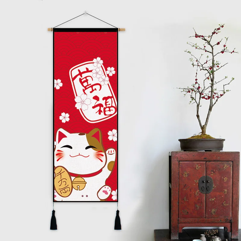 

Японский котенок Kawaii гобелен настенный милый мультфильм гобелен с животными Спальня дверь Tapisserie настенное украшение для дома AD50WT