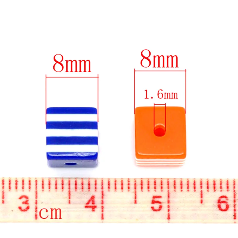 50 шт 8 мм Смешанные квадратные полосатые полимерные бусины шармы для браслета