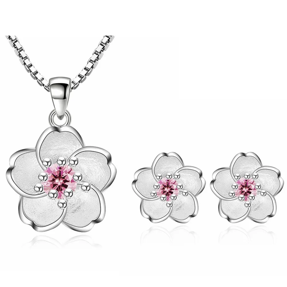 Pink SHDEDE Модные Ювелирные наборы женские аксессуары CZ Кристалл от Swarovski Подвеска для вечеринок Ожерелье Серьги Горячая не аллергия+ WH22 - Окраска металла: Pink
