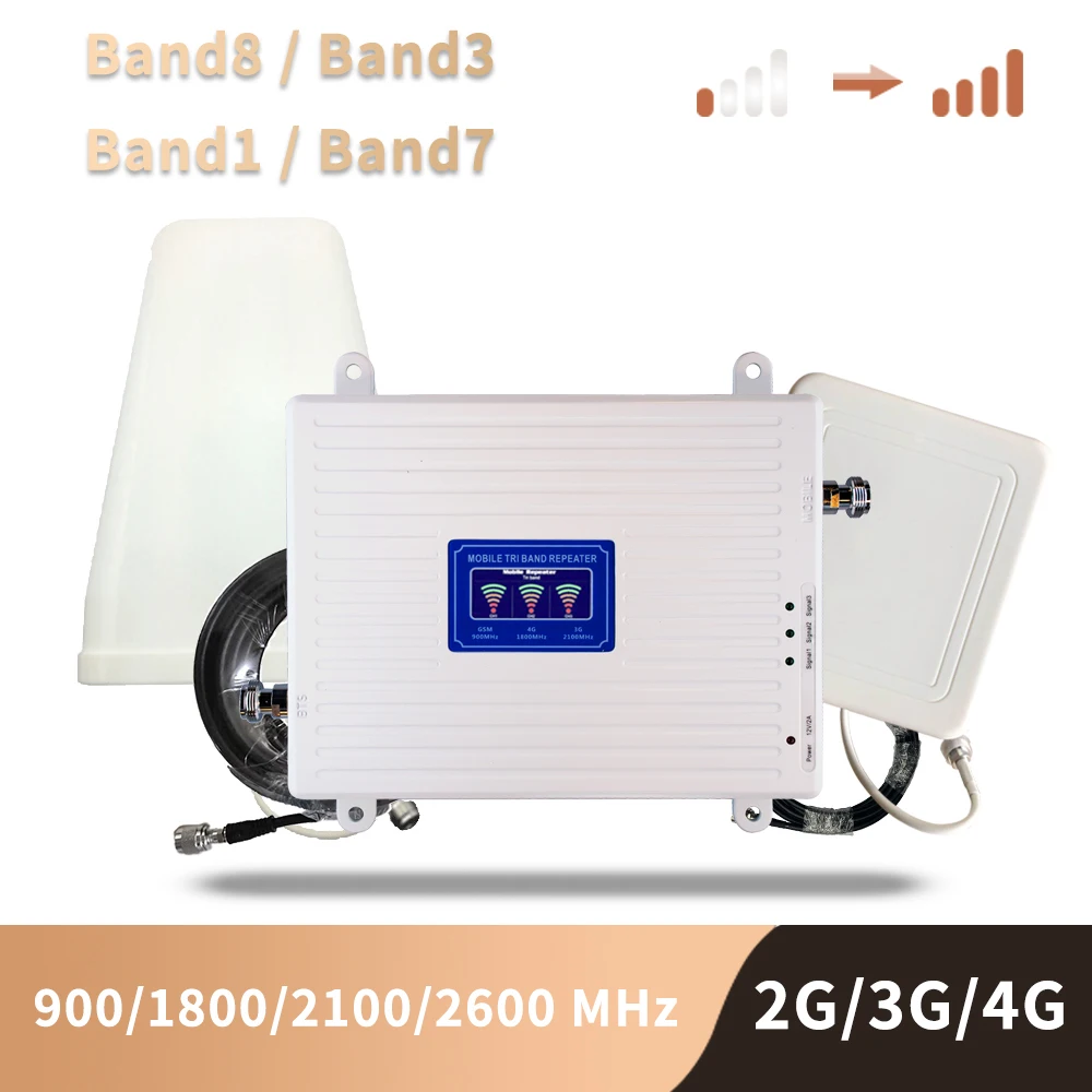 2G 3G 4G Усилитель сотового телефона DCS WCDMA LTE GSM 900 1800 2100 2600 трехполосный мобильного