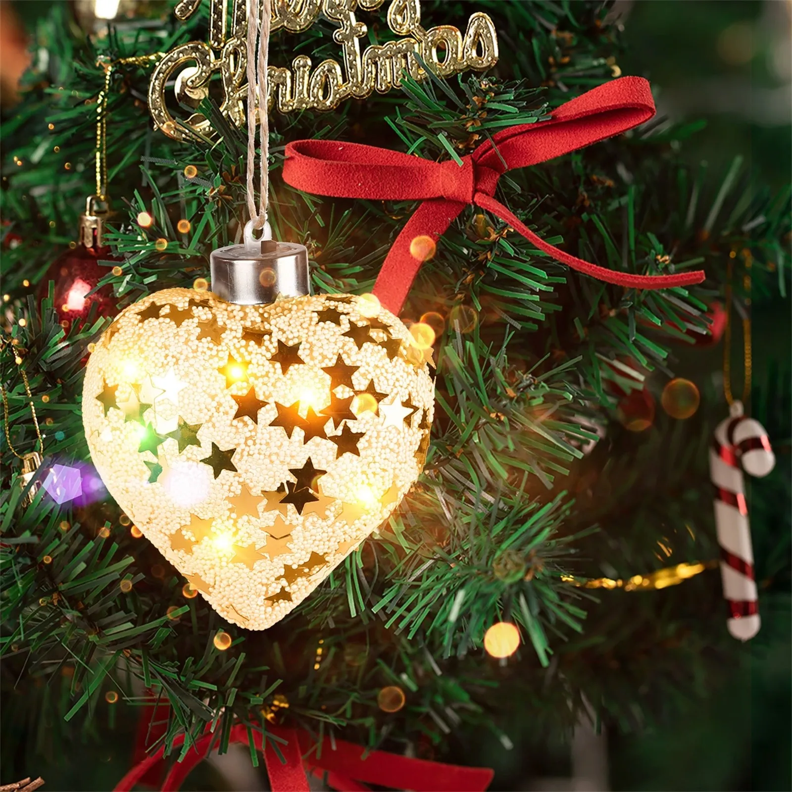 Светодиодный прозрачный светильник в форме сердца рождественская елка