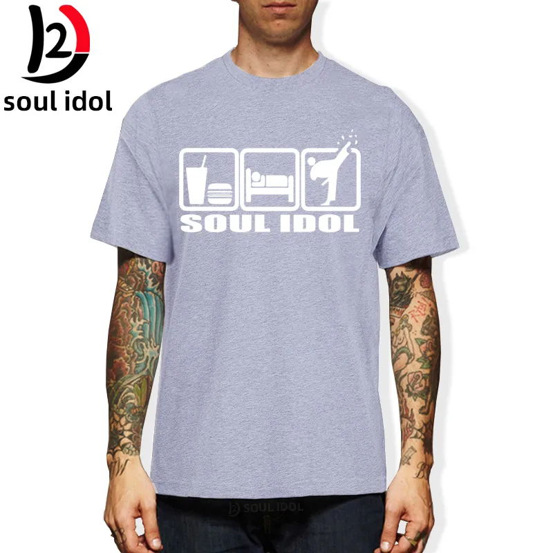 

D2 Eat Sleep Karate T Shirt Men Funny Printed T-shirt Man Summer SOUL IDOL Fashion Short Sleeve Tops Cotton Camisetas Tee Shirt