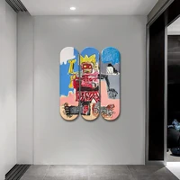 Jean Michel Decorative Board Basquiat Graffiti King Pop Art Skateboard Wall Art Skate Deck Mural Wall Hanging for Men Cave Decor