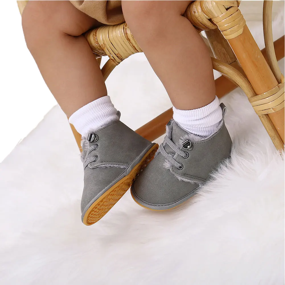 

Newborn Baby Casual Shoes Winter Warm Fur Lining Non-Slip Rubber Sole Boots Infant Prewalkers