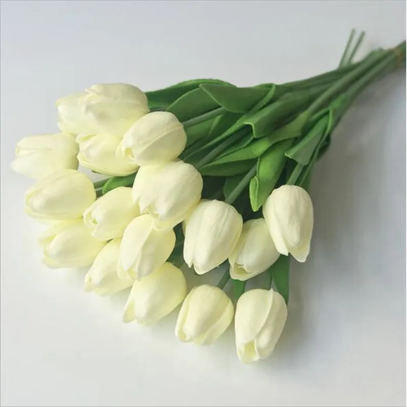 A White Шт. 11 шт./31 шт. PU искусственный цветок тюльпана настоящий сенсорный DIY свадебные декоративные цветы букет Искусственные цветы для вечерние партия Декор - Цвет: A White