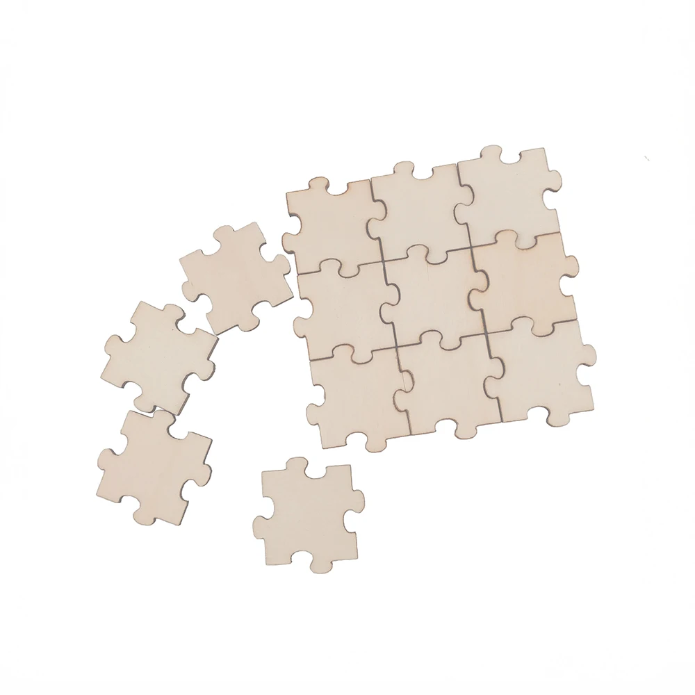 

50pcs 20mm 0.78inch Blank Puzzle Pieces Blank Wooden Puzzles DIY Plain Puzzle Pieces for Crafts, Arts, Card Making