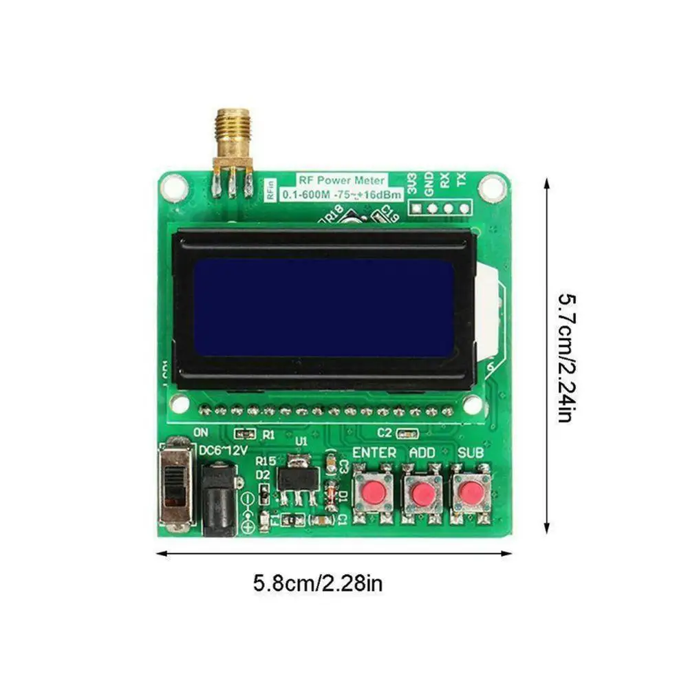 

LCD Digital Wattmeter Volt Watt Power Ammeter Voltmeter Frequency Attenuation Meter -75~16 Radio Value RF 1-600MHz Power dB P4X8
