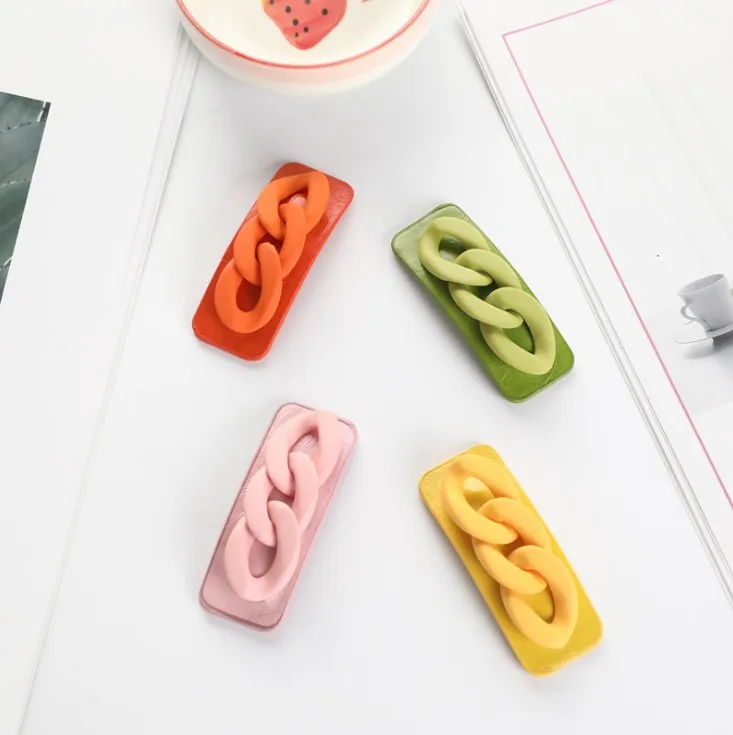 Модные женские яркие квадратные заколки для волос с цепочкой BB Инструменты