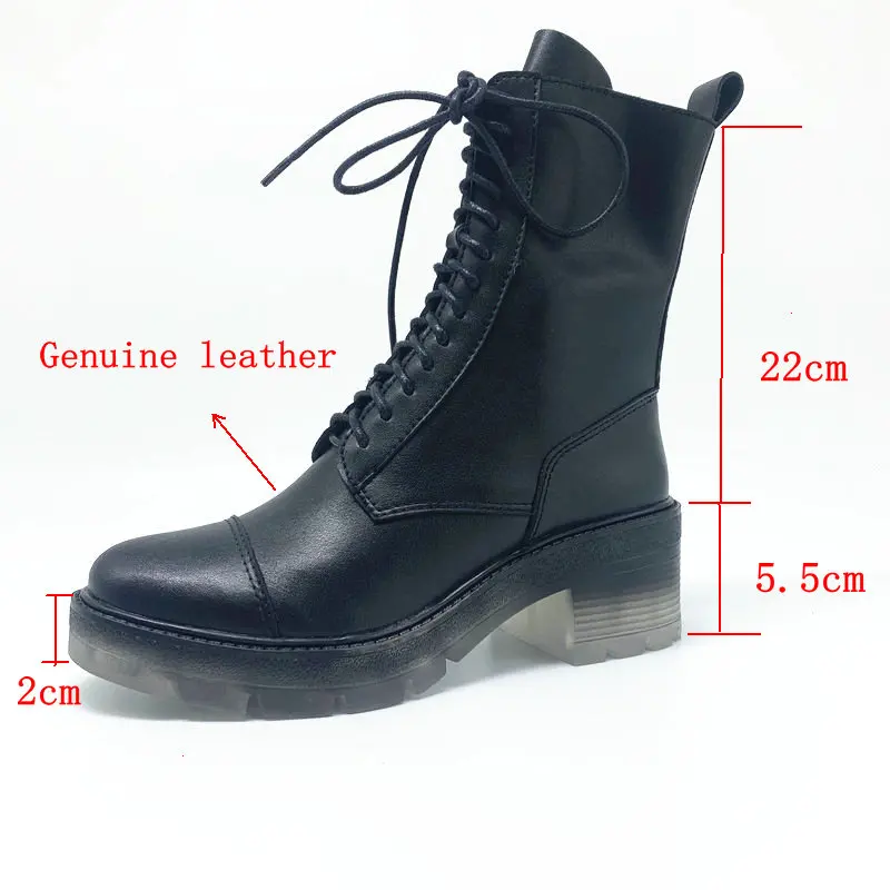 

size 34-43 Women's leather ankle boots winter and autumn waterproof boots black lace-up