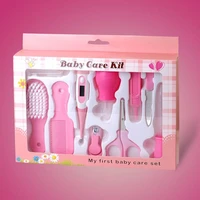 10pcsset baby care products nail set newborn infants nail clipper scissors comb hair brush kits kids nail cutter grooming kit