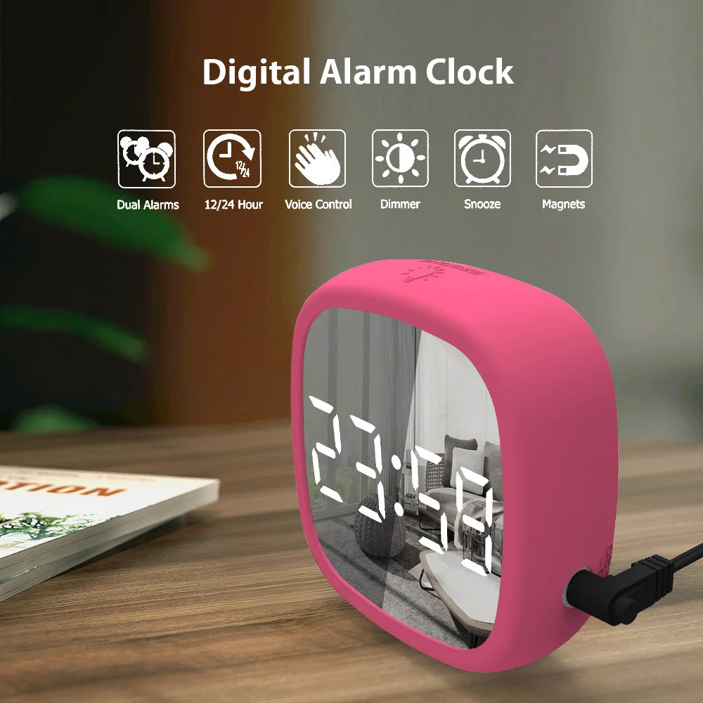 Часы-Будильник Цифровые зеркальные со светодиодной подсветкой будильник с