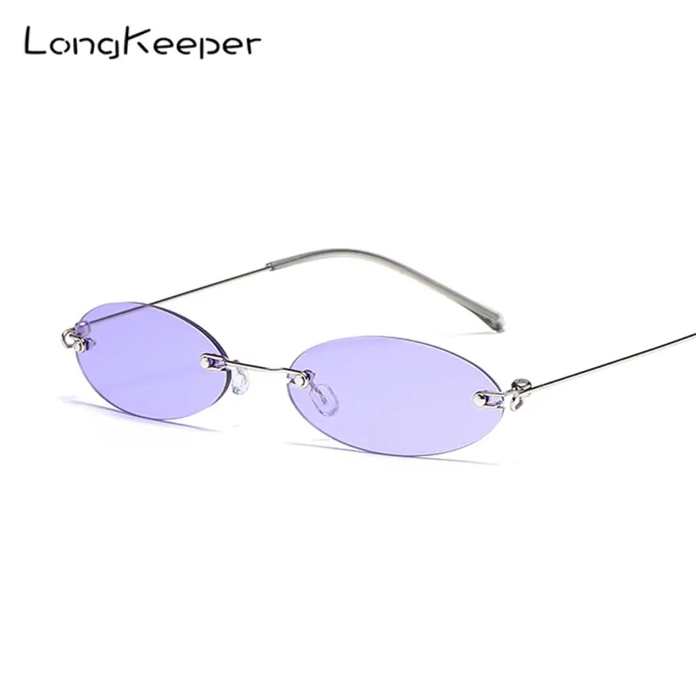 

LongKeeper модные серьги в форме маленького овального, солнцезащитные очки для женщин, Ретро стиль, без оправы океан линзы очки женские солнцеза...