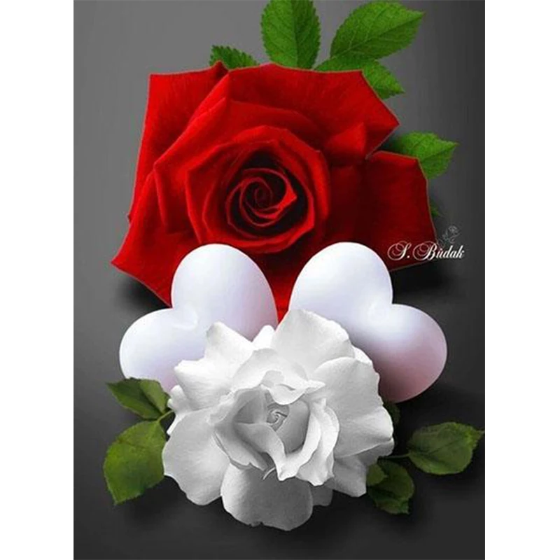 5D алмазная живопись своими руками вышивка крестиком полная круглая красная и