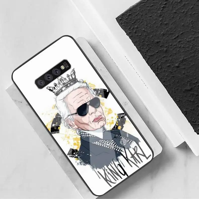 

Fashion Brand Designer KARLs Phone Case Tempered Glass For Samsung S6 7 8 9 10 20 Plus Ultra Note8 9 10 10pro