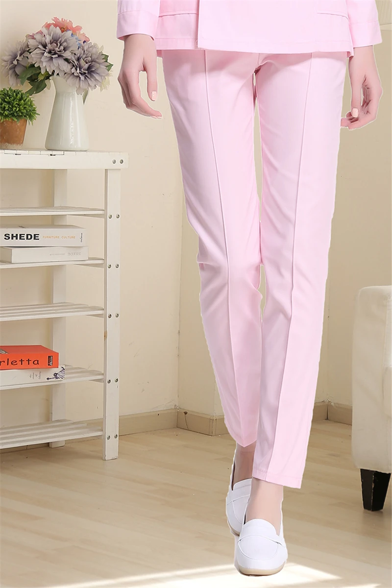 Medical Uniforms for Women Nurse Surgical Pant Hospital Doctors Scrub Work Wear Thin Solid Nursing Scrubs Pant Costumes - Цвет: Pink