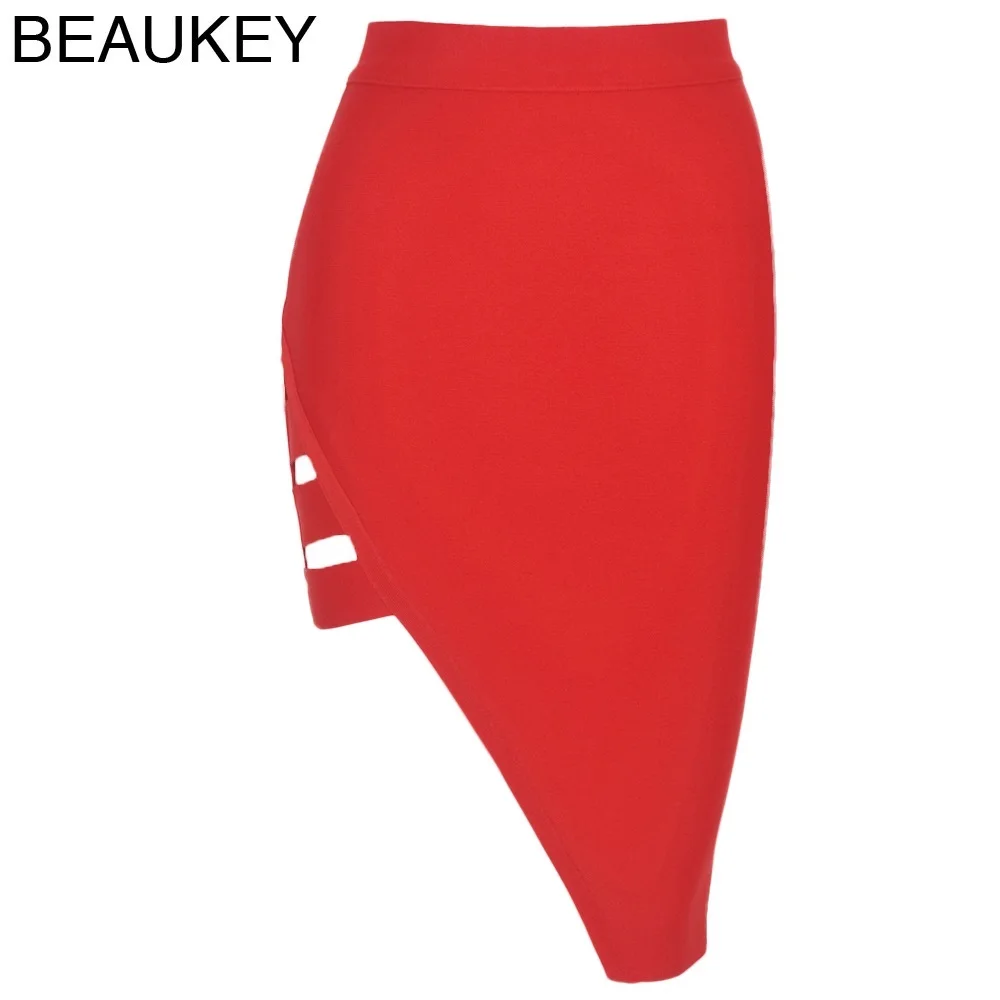 Женская юбка-карандаш с разрезом BEAUKEY белая Асимметричная юбка до колен