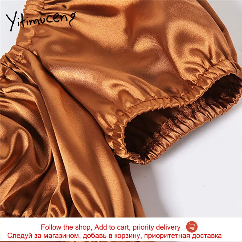 

Yitimuceng Hollow Out Lace Up Dresses Sexy Club Woman Wrap Chest Square Collar Black Blue Folds Patchwork Dress Summer 2021 New