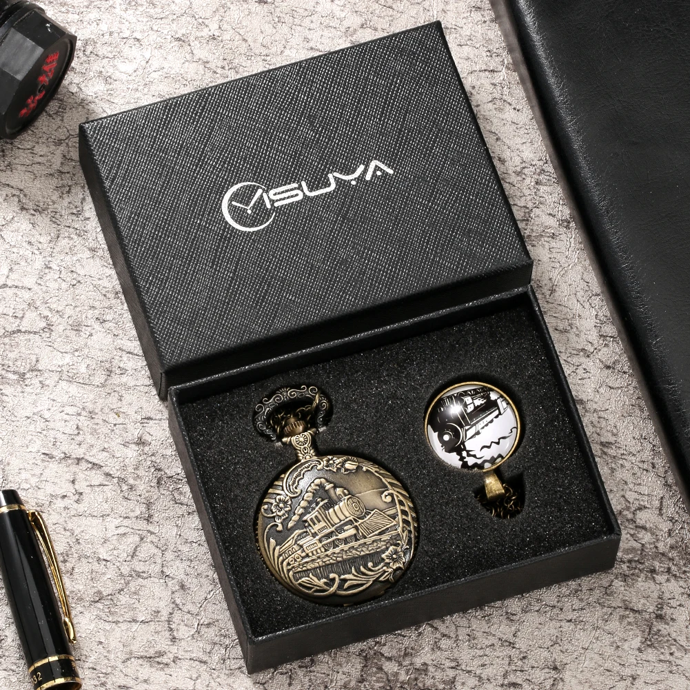 

Exquisite Quartz Pocket Watch with Gift Box Necklace Watch Pendant Fashion Gifts Sets for Friend