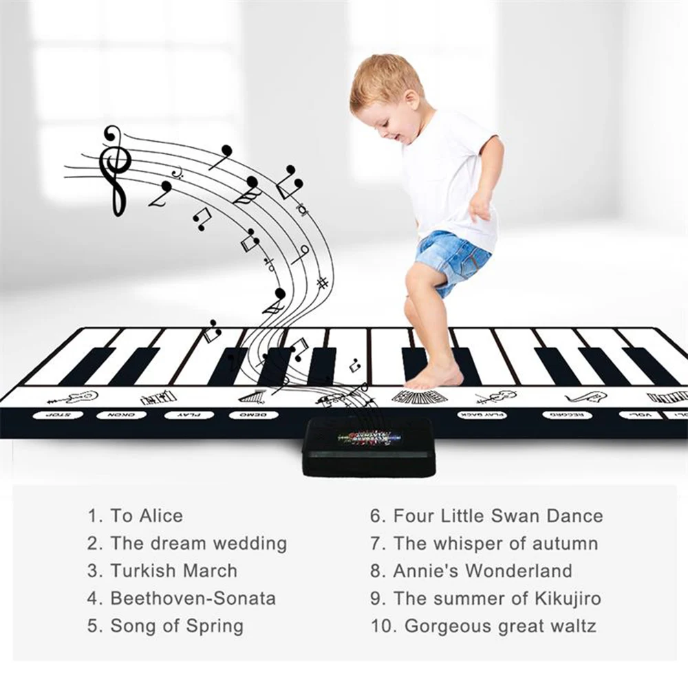 

180 * 72cm/ 70.86 * 28.34in Electronic Musical Mat Carpets Keyboard Piano Play Mat Musical Instrument Educational Toys for Kids
