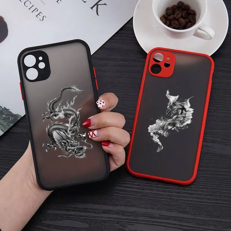 

Black Dragon Phone Case for iphone 12 XS 11 pro max mini 6 6s 7 8 plus SE2020 X XR protection shockproof red cases shell funda