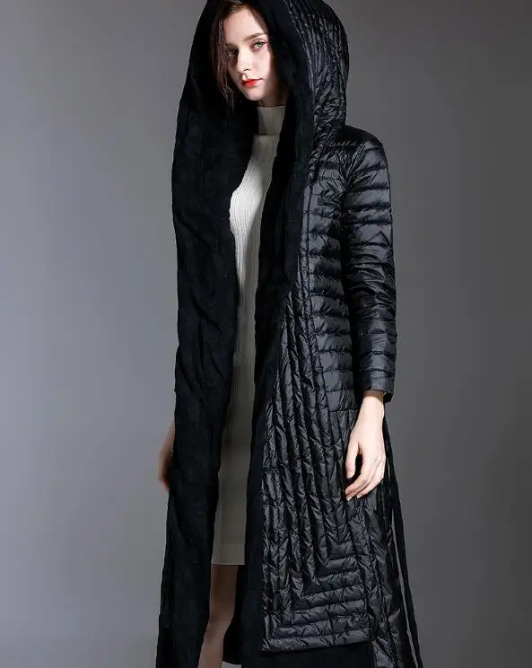 В стиле пэчворк 90% утиный пух Для женщин зимнее пуховое пальто с капюшоном |