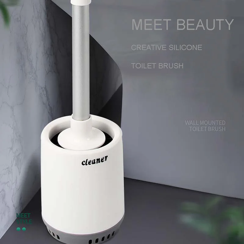 

Silicone Toilet Brush With Base Cleaning TPR Brush Head Bathroom No Dead Corner Hotel High-grade Toilet Brush