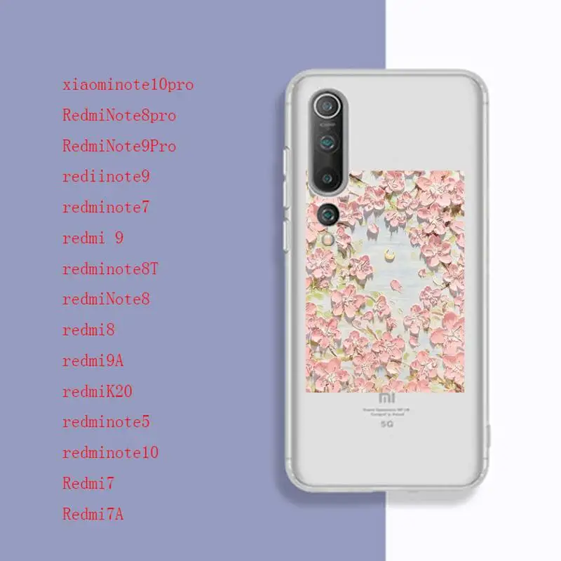 

Beautiful-oil-painting Phone Case Transparent Phone Case For Redmi Note8T Note7 7A 9A Xiaomi Note10pro