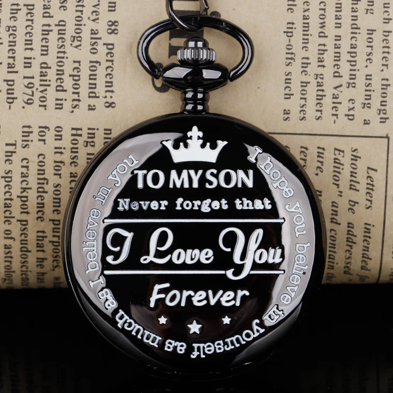 

Дизайнерские кварцевые карманные часы с гравировкой «To My сын», винтажные часы с циферблатом и римскими цифрами, Подвесные часы, подарки для ...