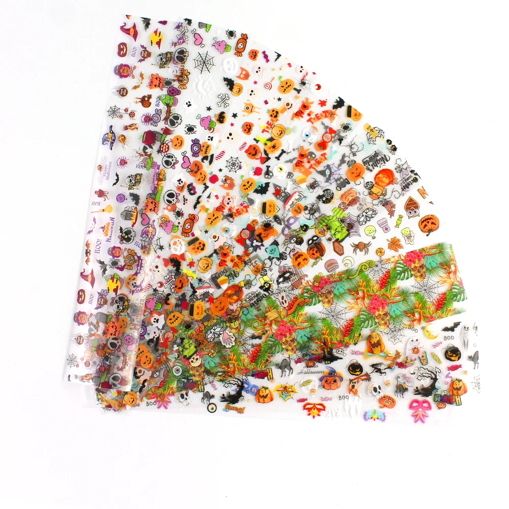 Голографическая переводная Фольга для ногтей на Хэллоуин 10 шт. наклейки клейкий