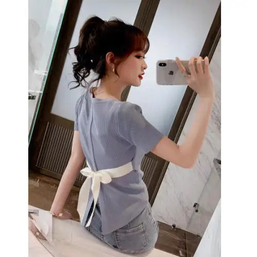 

Fashion Logo Printing T Shirts Women's Short Sleeve Fashion 100% cotton gray Female T-Shirts