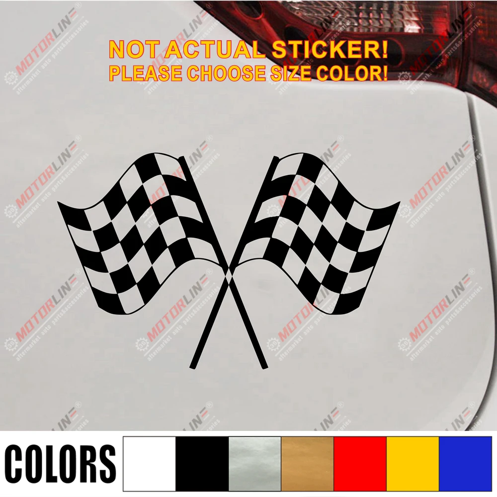 Виниловая наклейка в виде флагов пересекающихся гонок автомобиля грузовика без