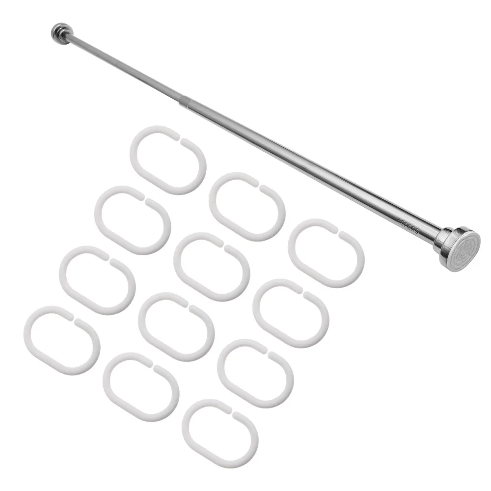 

Punch Free Telescopic Rod Multipurpose Anti-Slip Curtain Rod with 12pcs Hangers