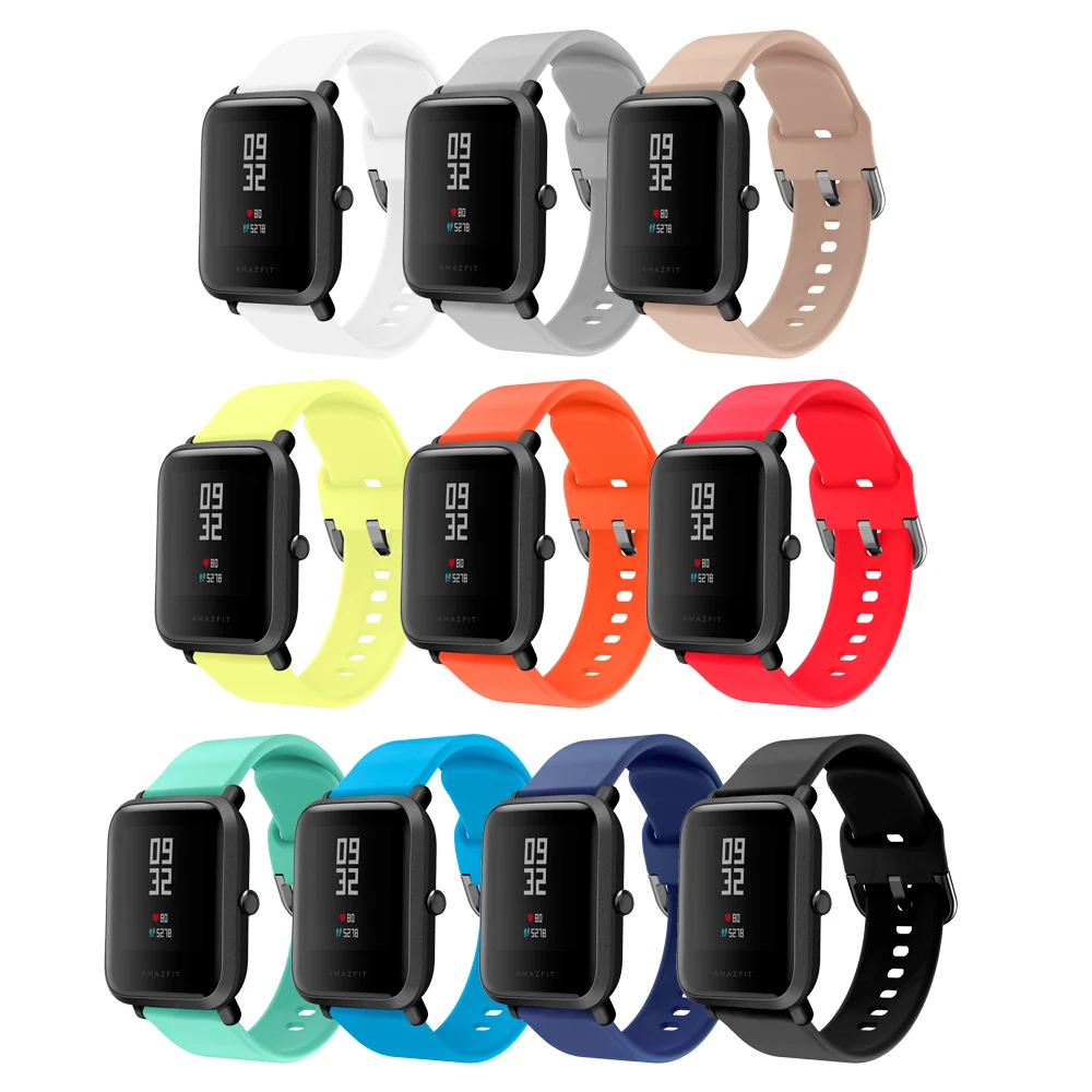 Ремешок силиконовый для Xiaomi Huami Amazfit Bip BIT Lite Youth мягкий браслет смарт часов gts 20